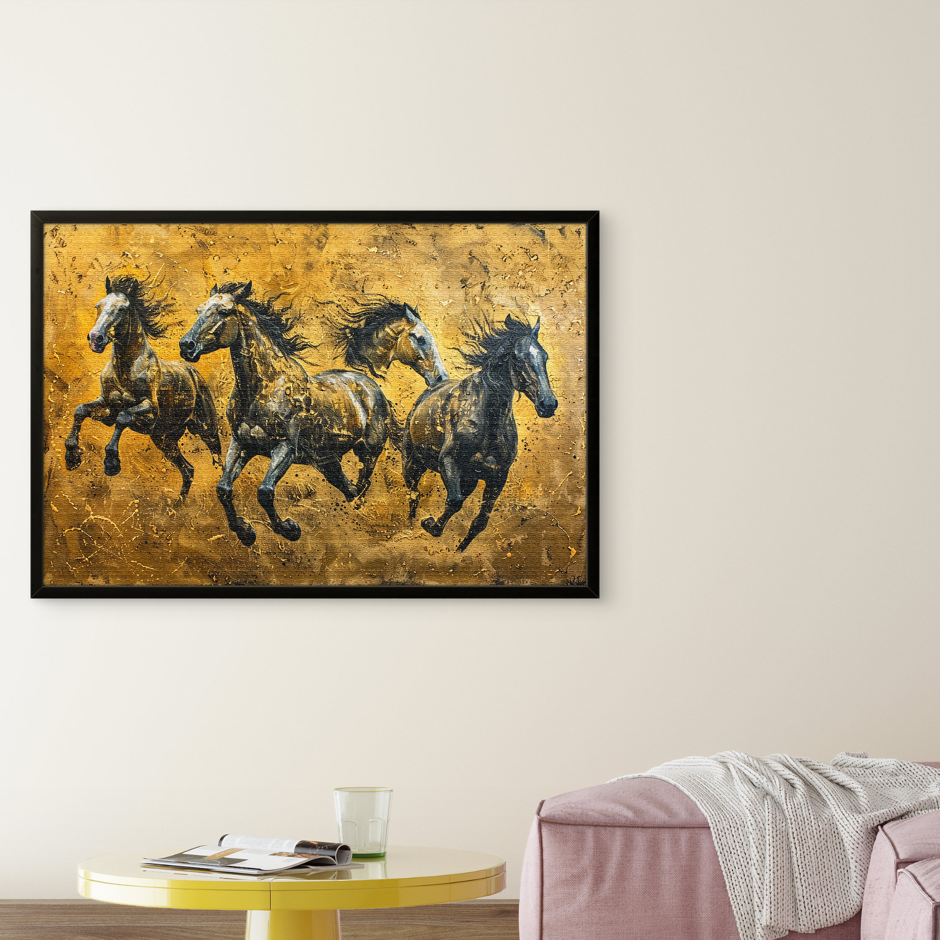 Elegant Black Horses Art