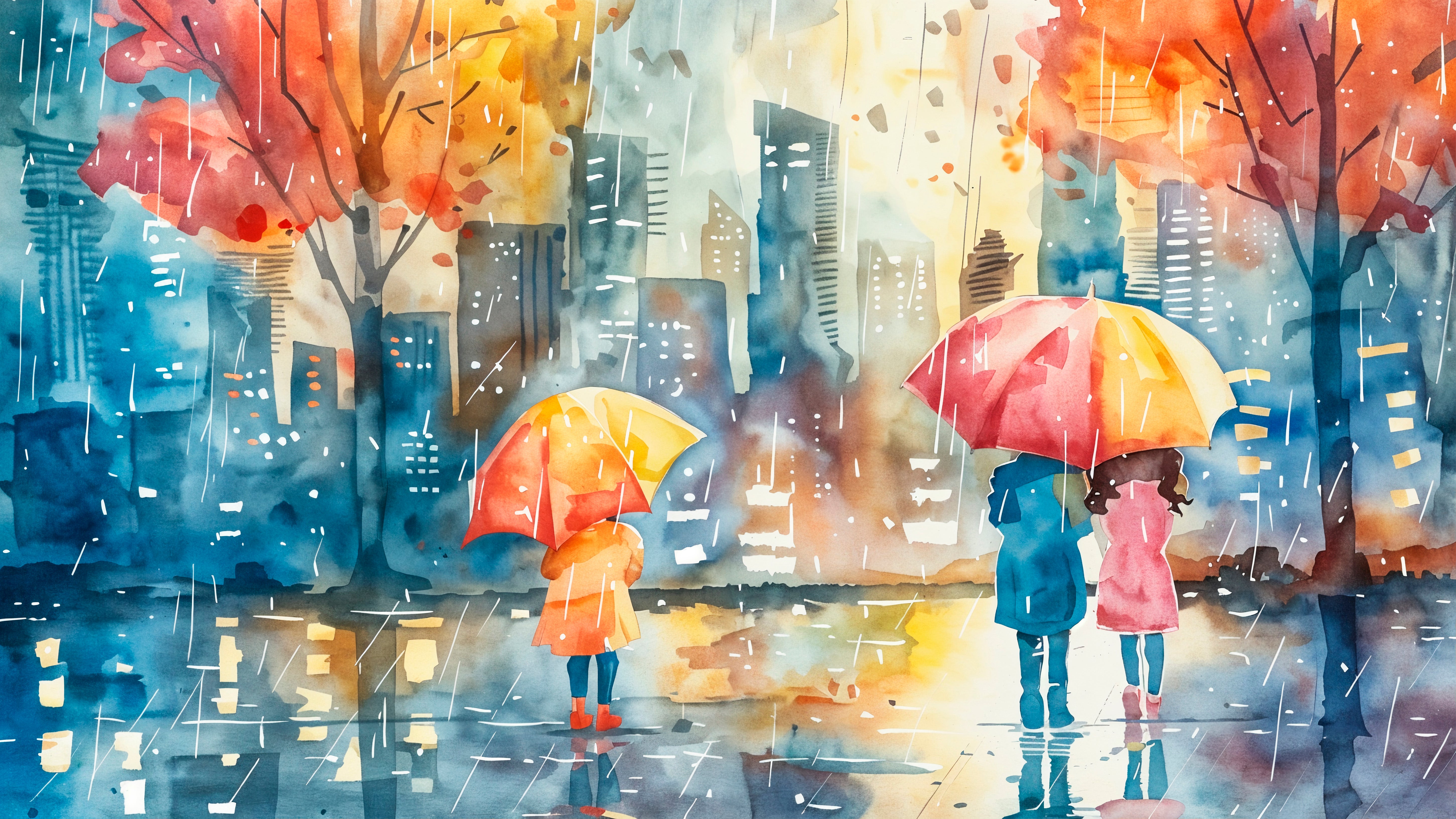 Waterpaint Rainy Abstract - Frugal Carts