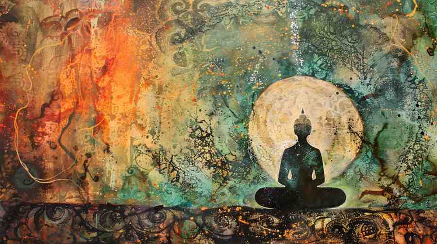 Gautam Buddha Texture Feel Peace on Canvas
