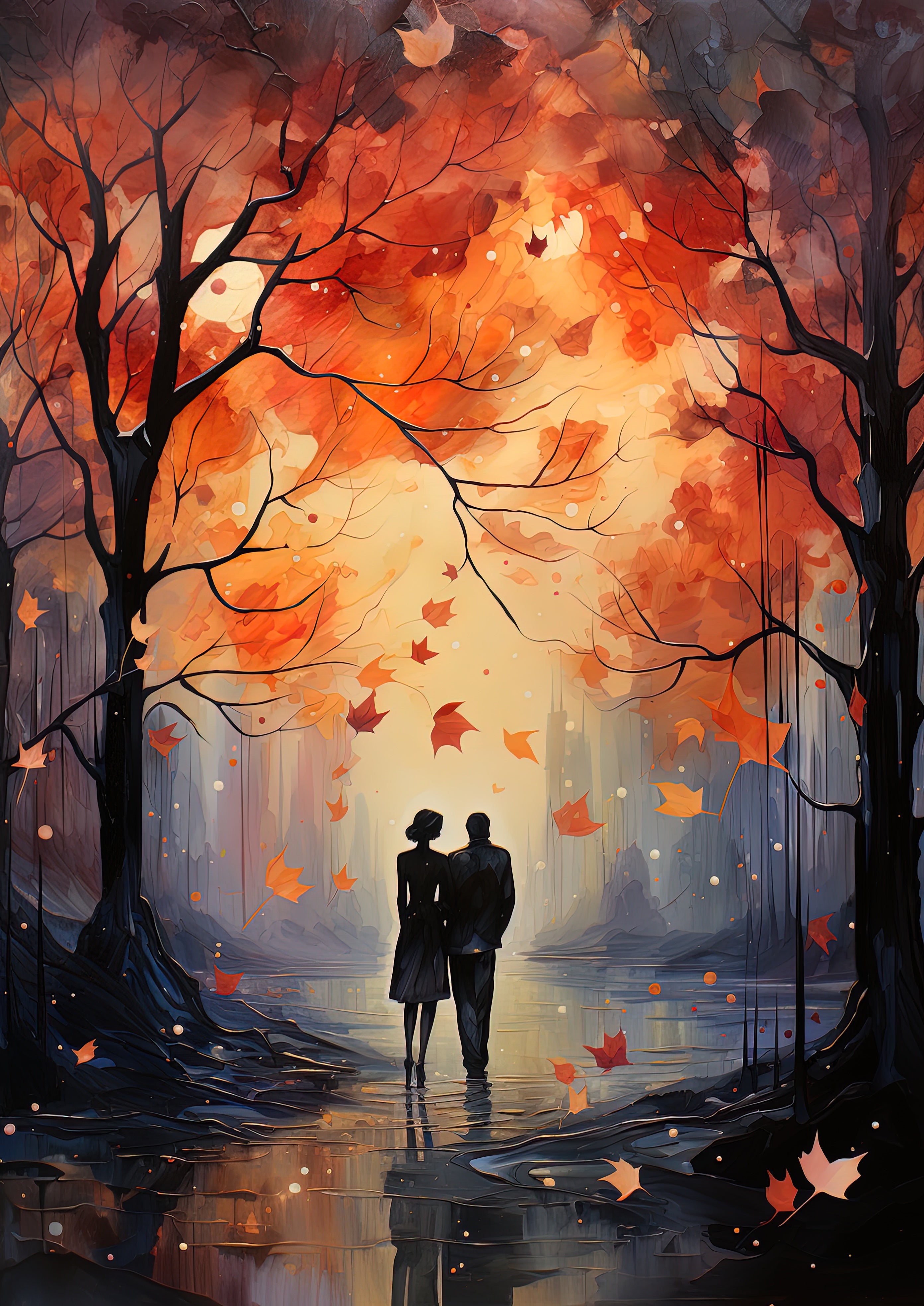 Couple Walking Art Portrait