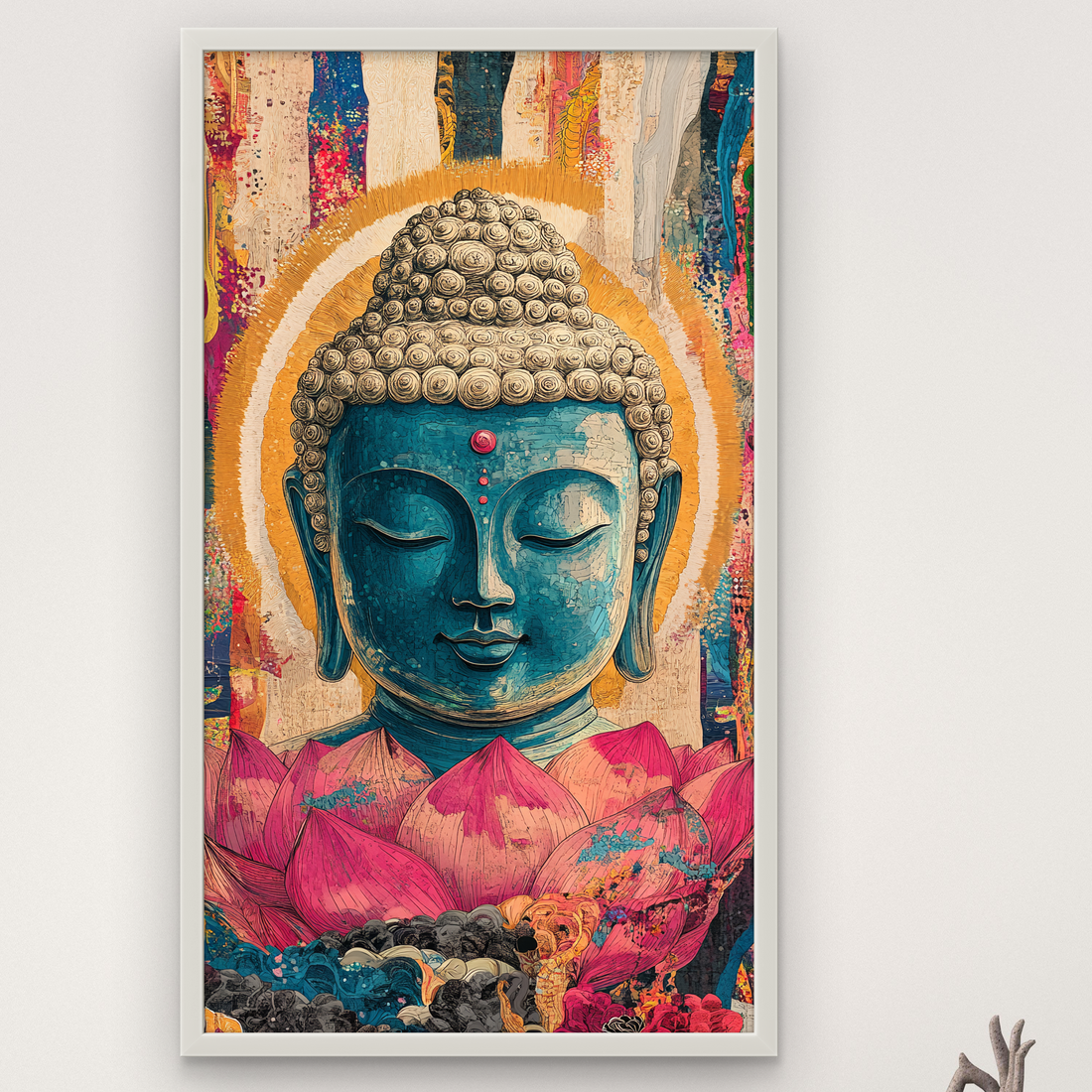 Gautam Buddha High Light  Flower Set Peace art on Canvas