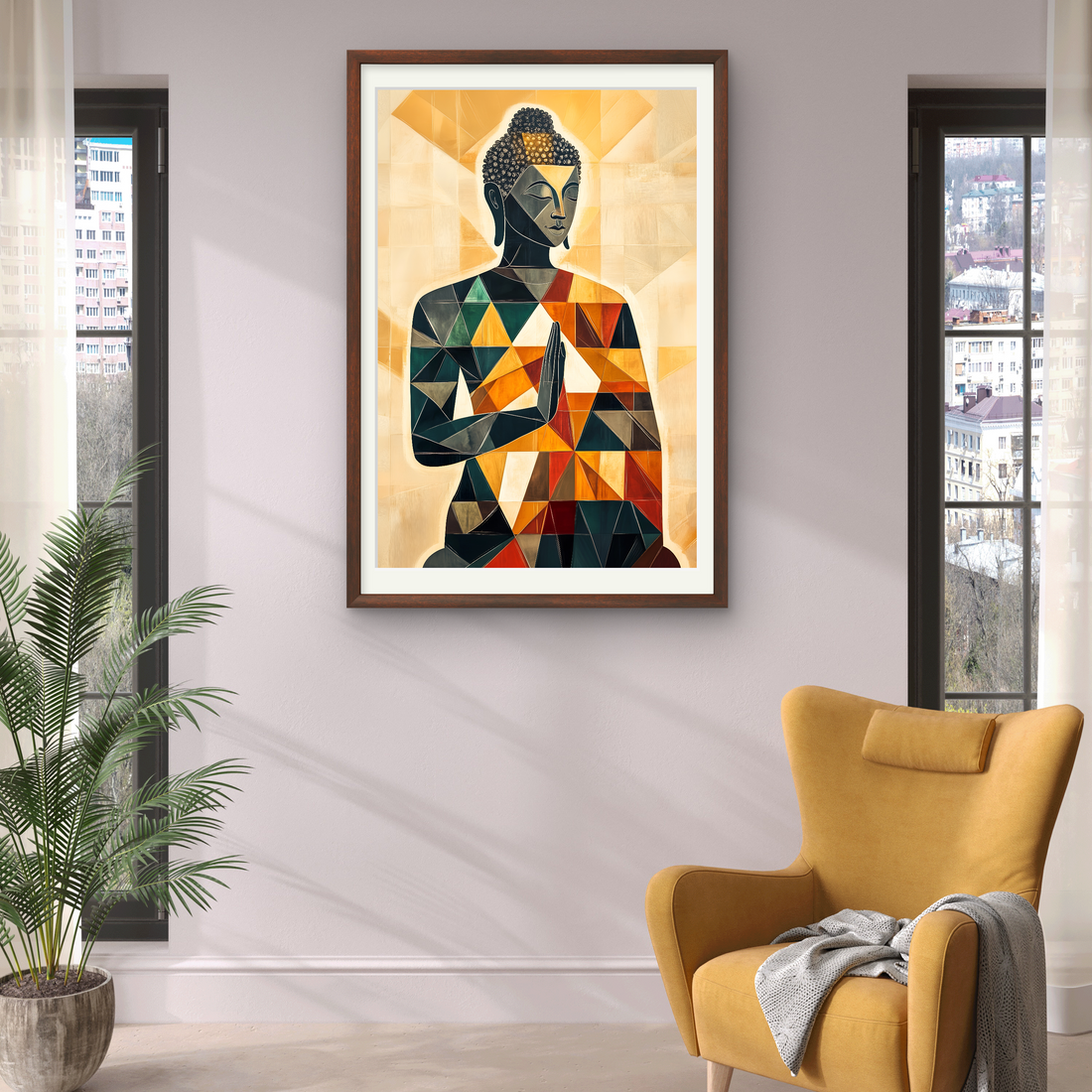 Gautam Buddha Geometrical Peace on Canvas