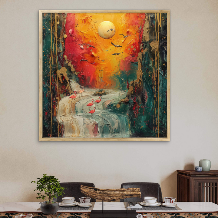 Rising Sun with Birds Art Portrait