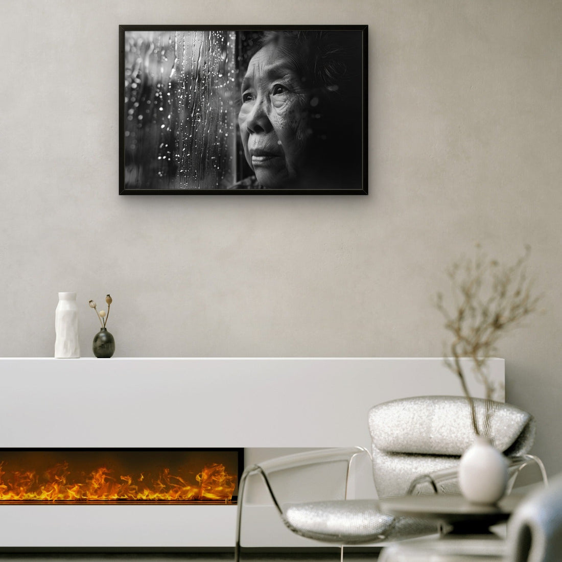 Old Women Rainy Path