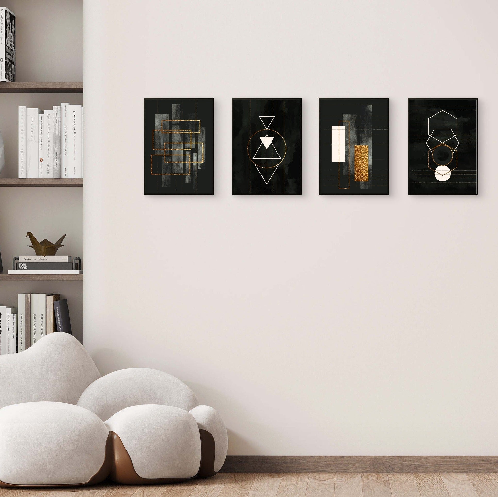 Set of 4 Black Geometrical art