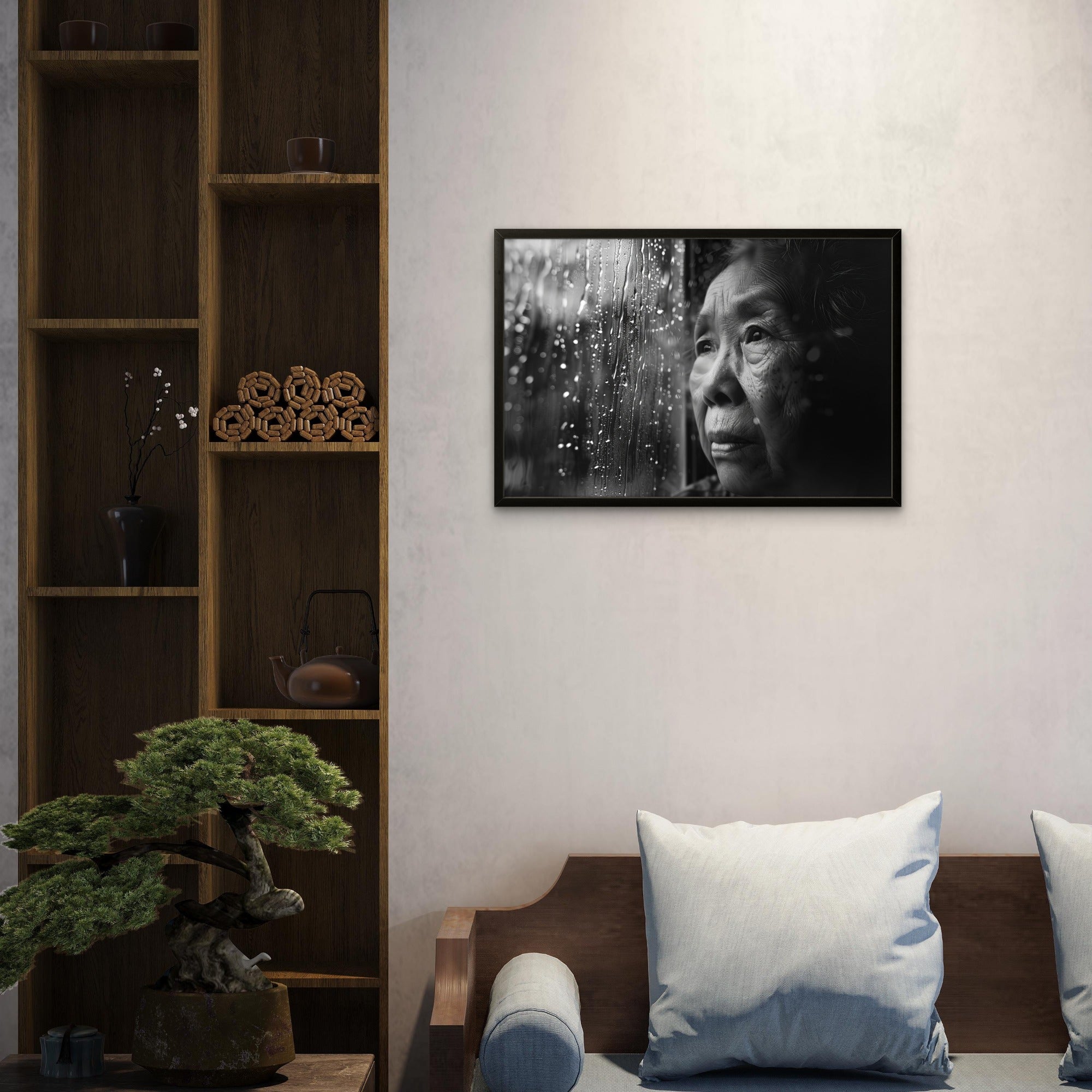 Old Women Rainy Path