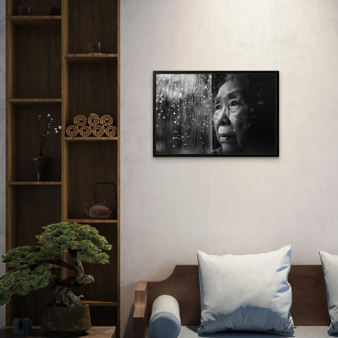 Old Women Rainy Path