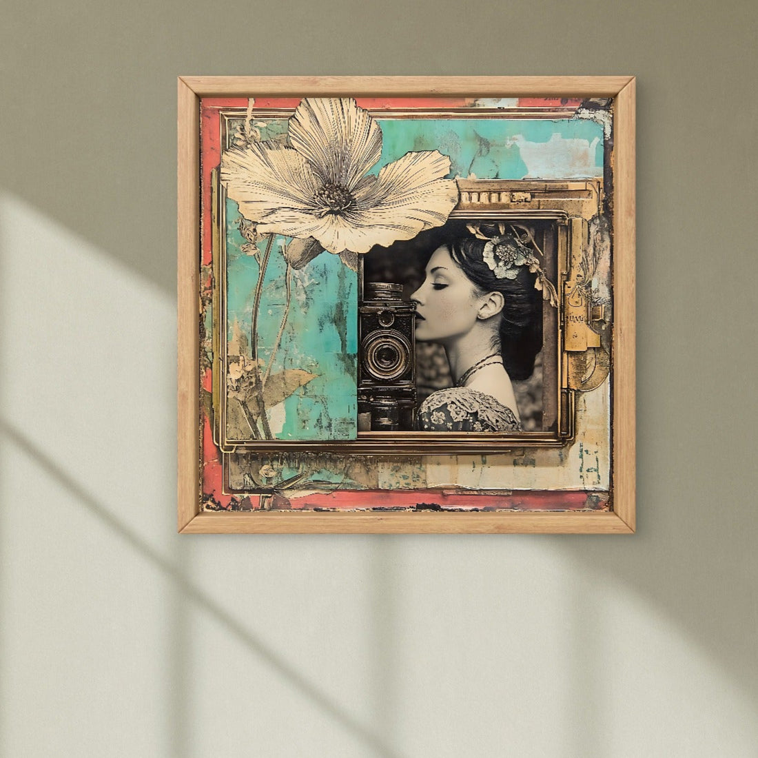 Vintage Woman holding Camera