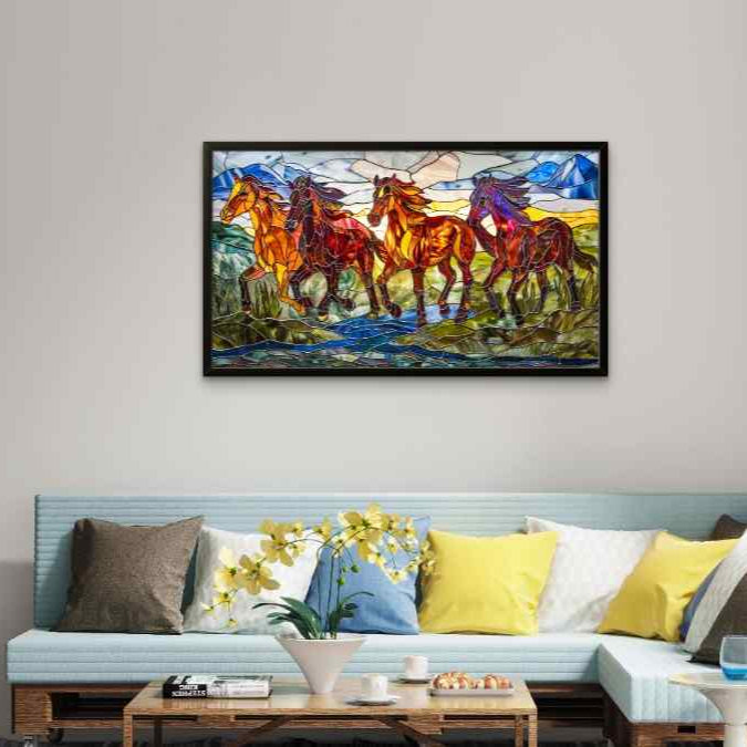 Running Horses Glass Art