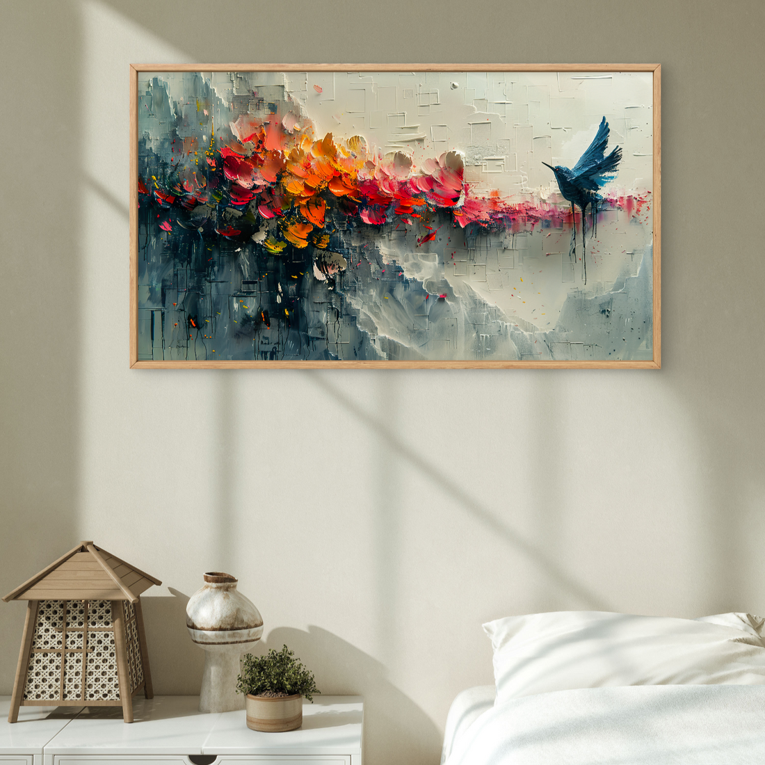 Flying Bird with Flowers