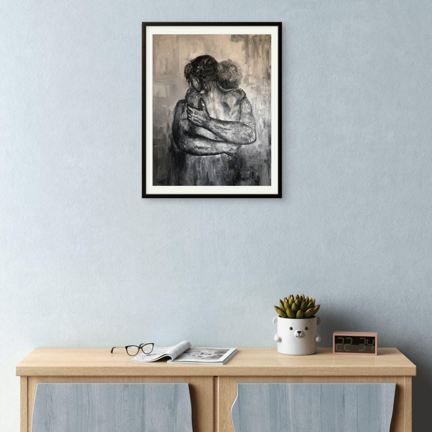 Couple Hug Dark Art Portrait