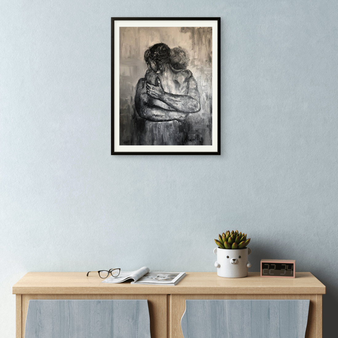 Couple Hug Dark Art Portrait