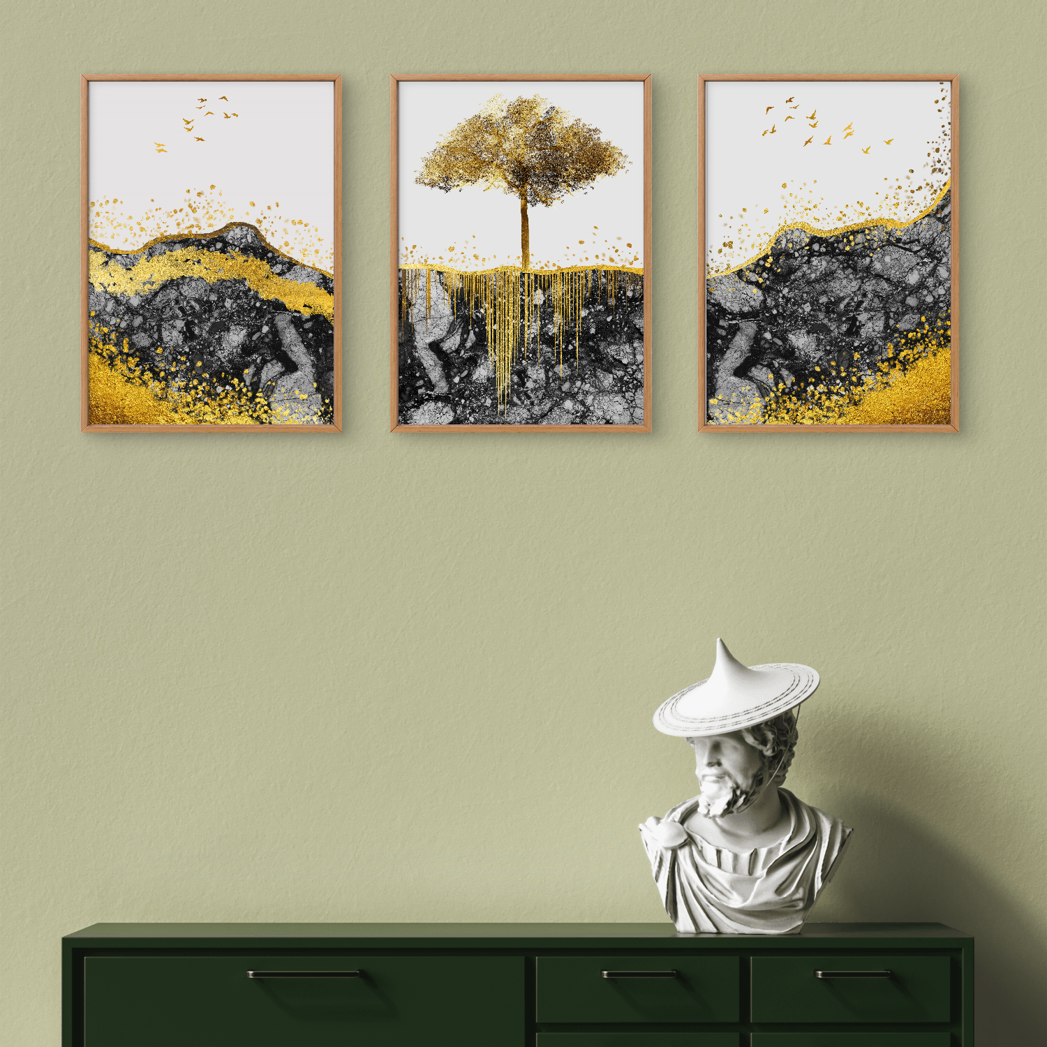 Set of 3 Growing Yellow Tree