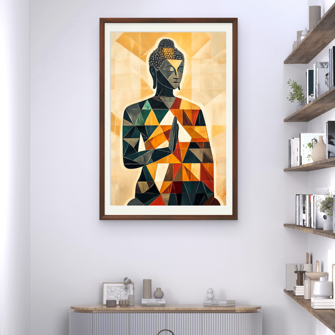 Gautam Buddha Geometrical Peace on Canvas