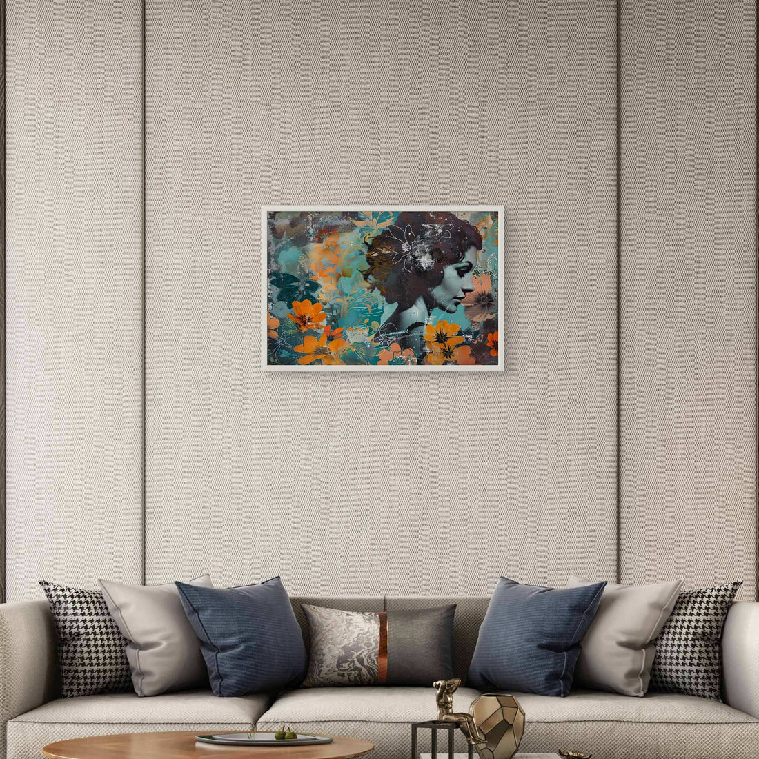 Side Lady Art with Flowers