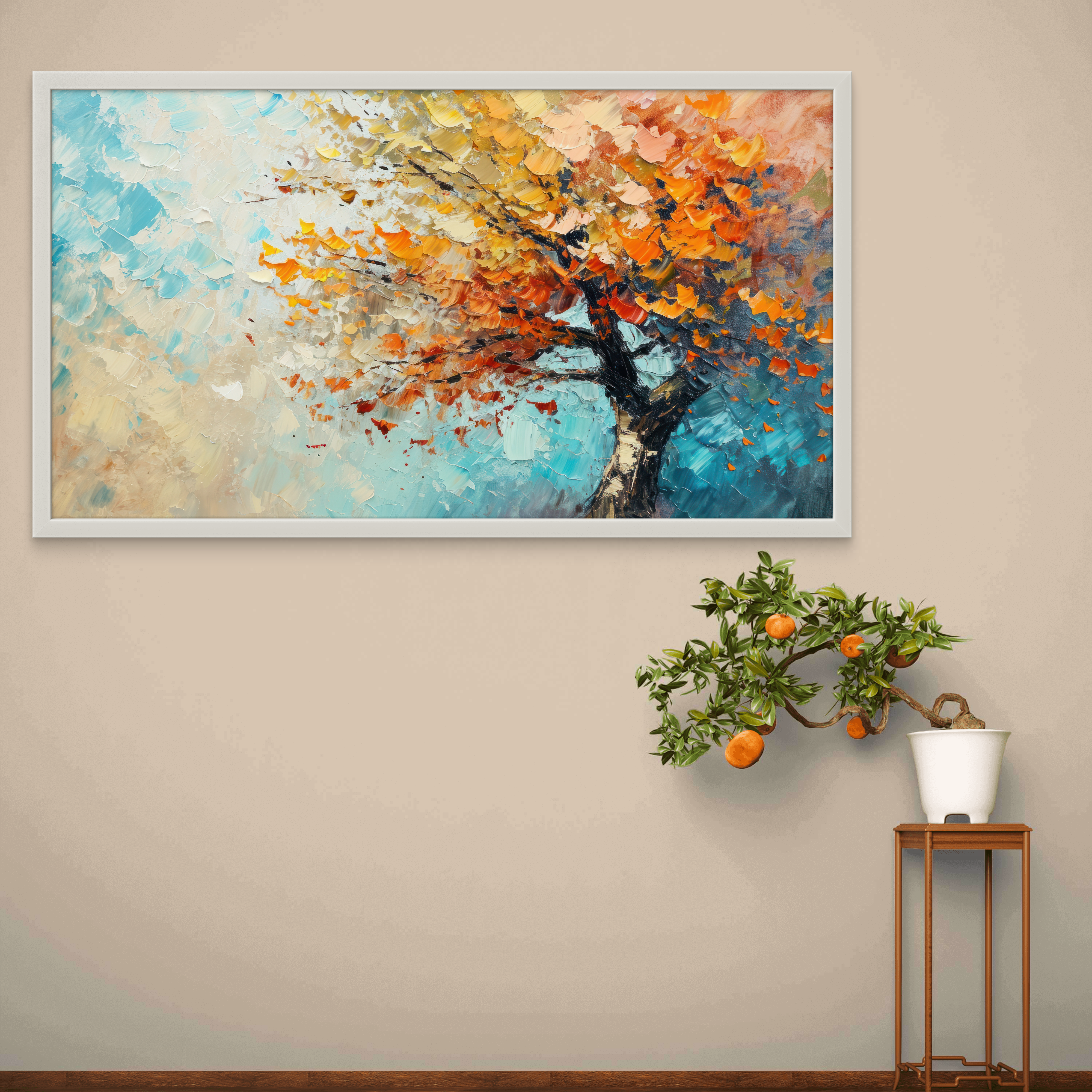 Luxury Modern Water Paint art of Tree on Canvas