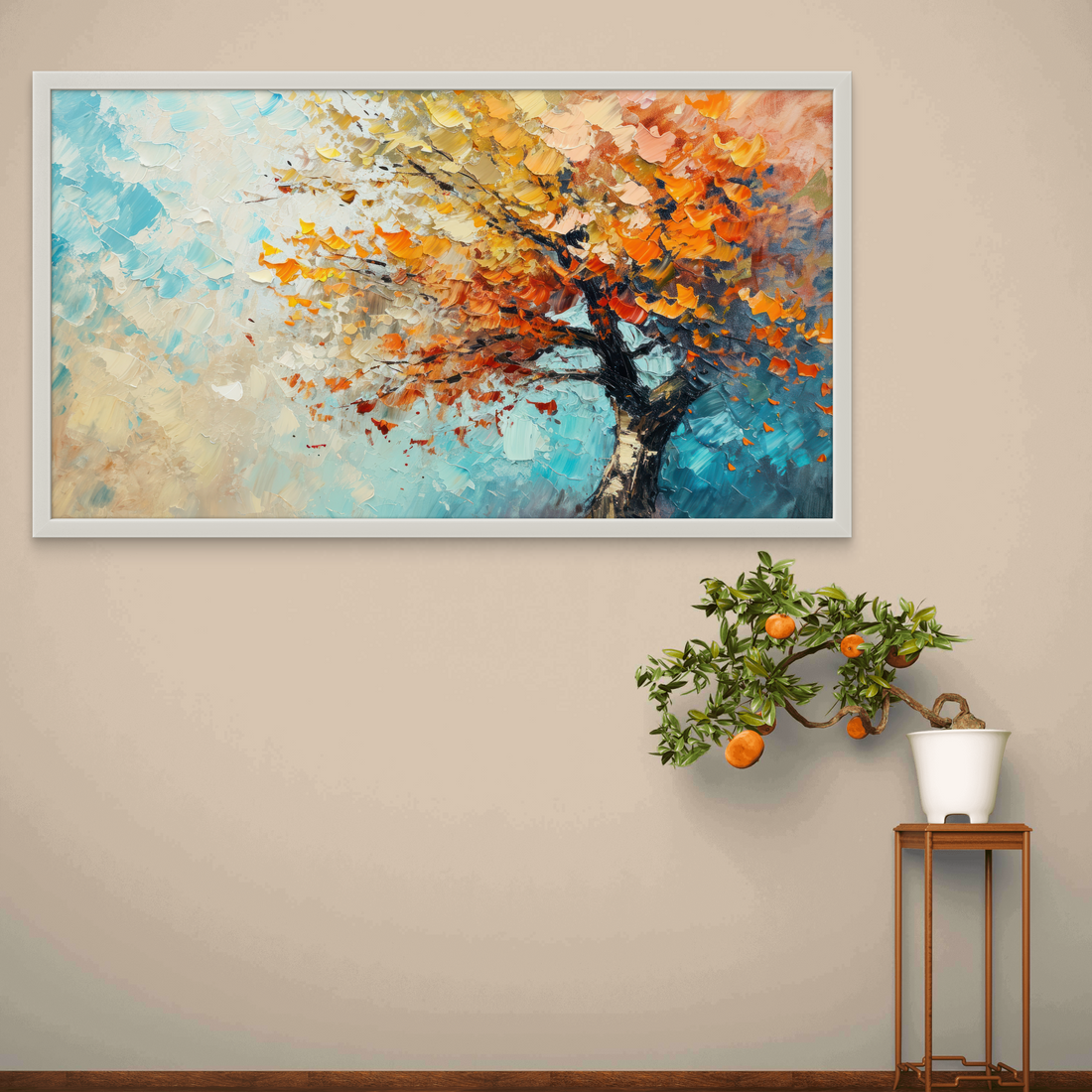 Luxury Modern Water Paint art of Tree on Canvas