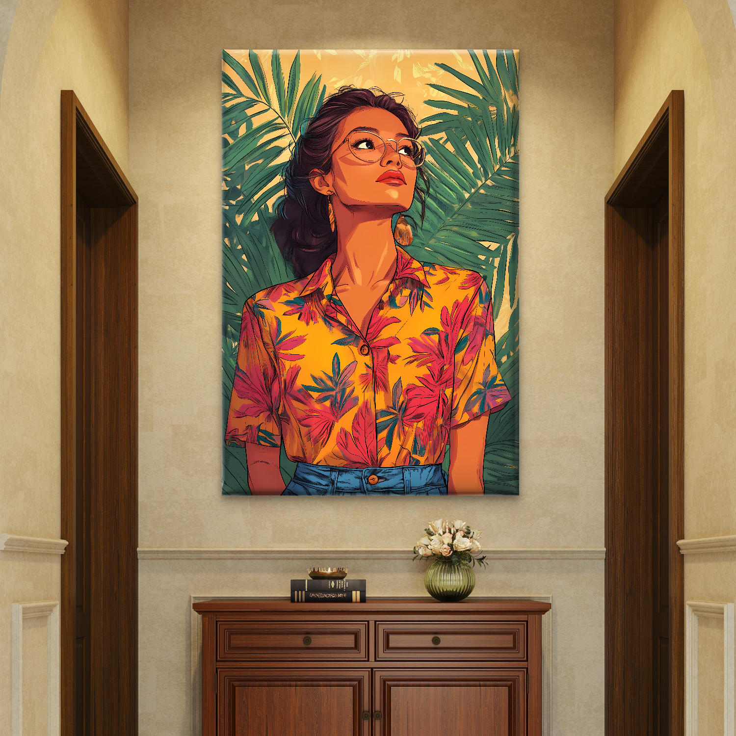 Modern Girl in Town Abstract Luxury Painting on Canvas