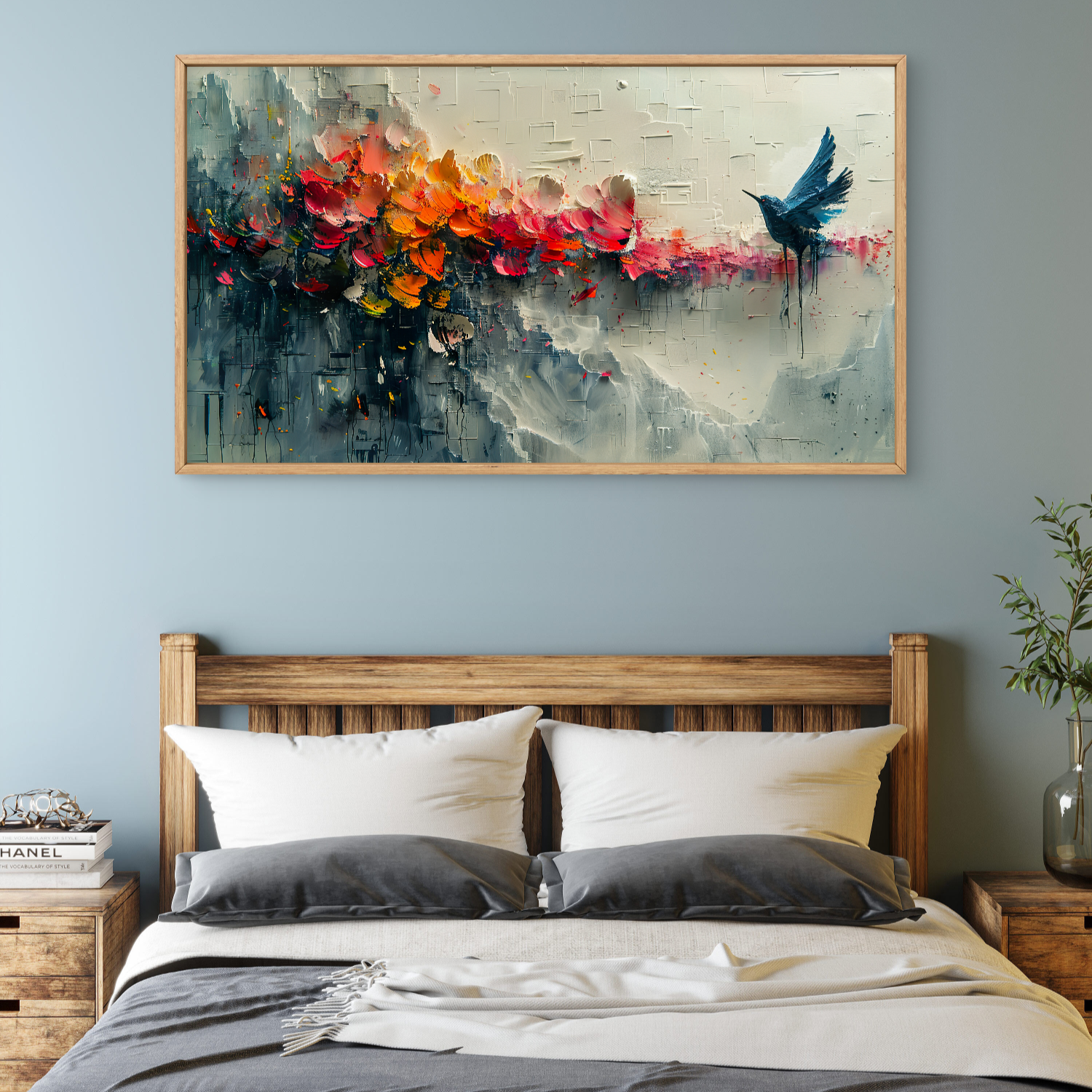 Flying Bird with Flowers