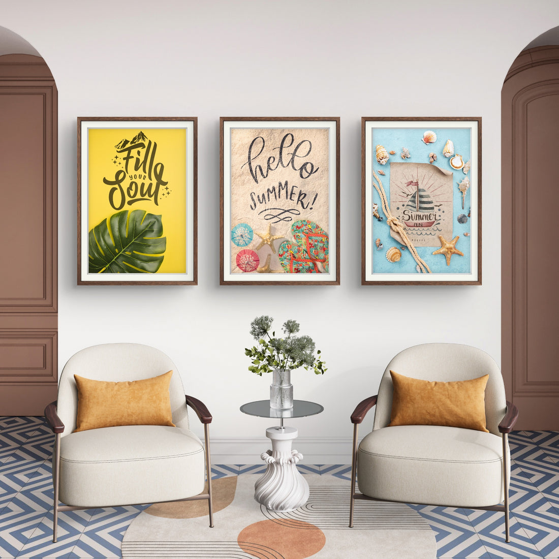 Set of 3 Pcs Colourful Quotes Portrait