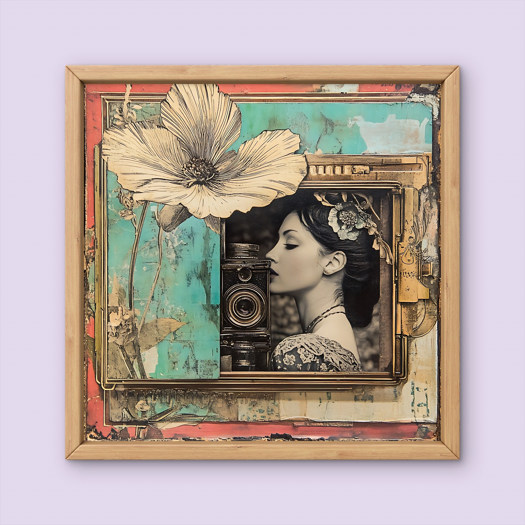 Vintage Woman holding Camera