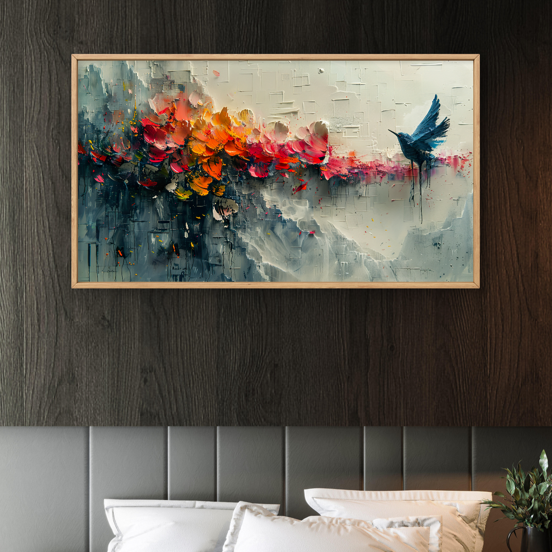 Flying Bird with Flowers