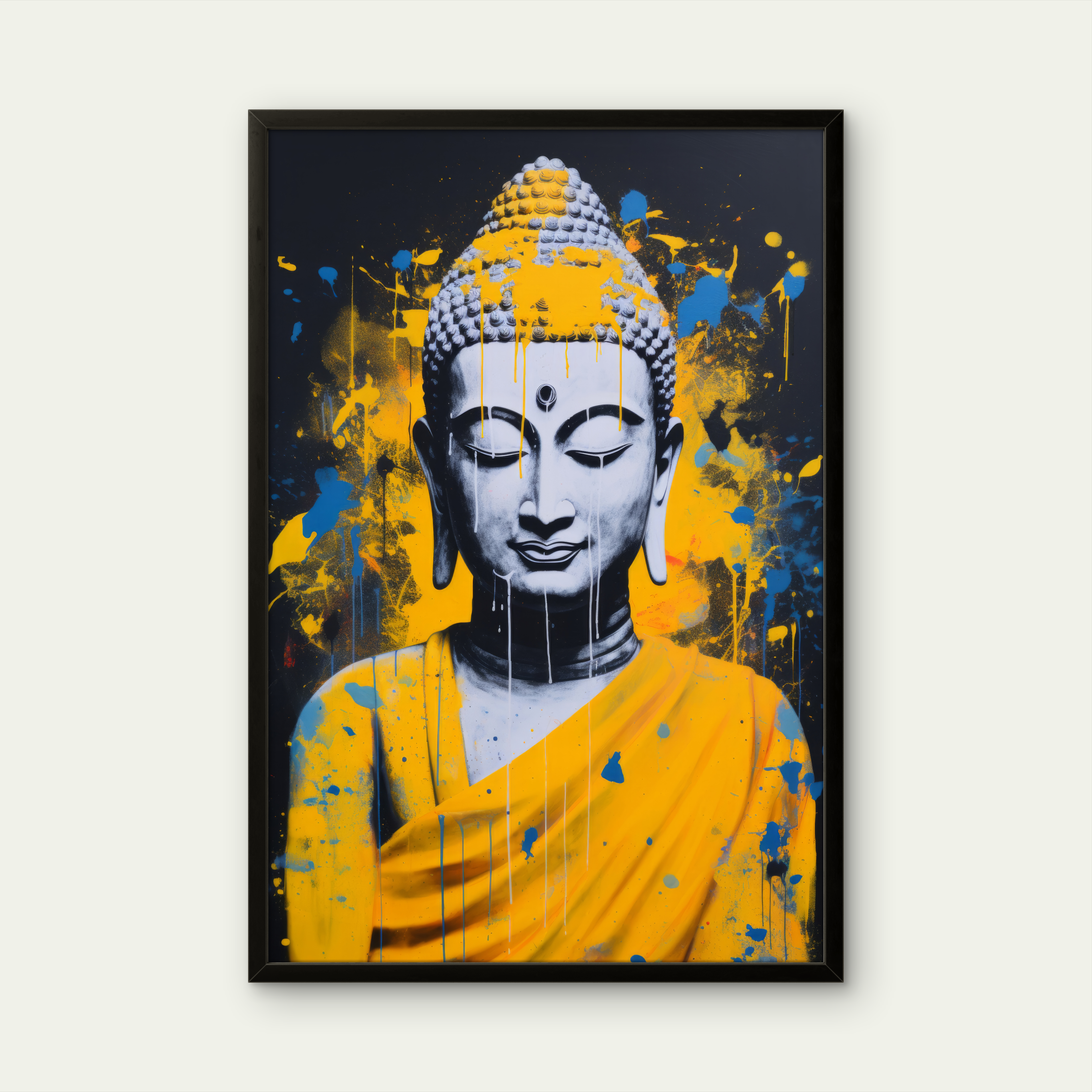 Gautam Bhuddha Yellow Peace art Painting on Canvas