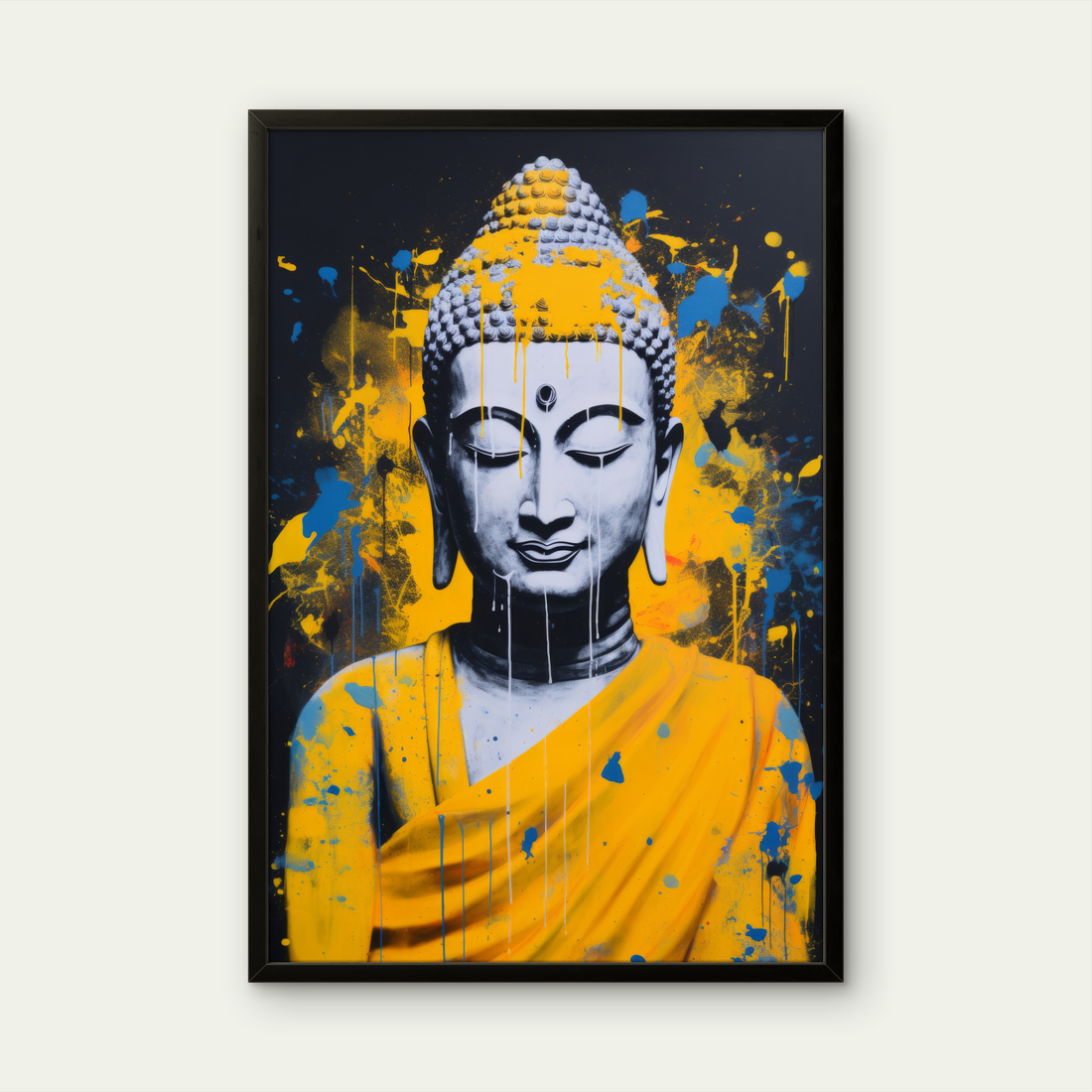 Gautam Bhuddha Yellow Peace art Painting on Canvas