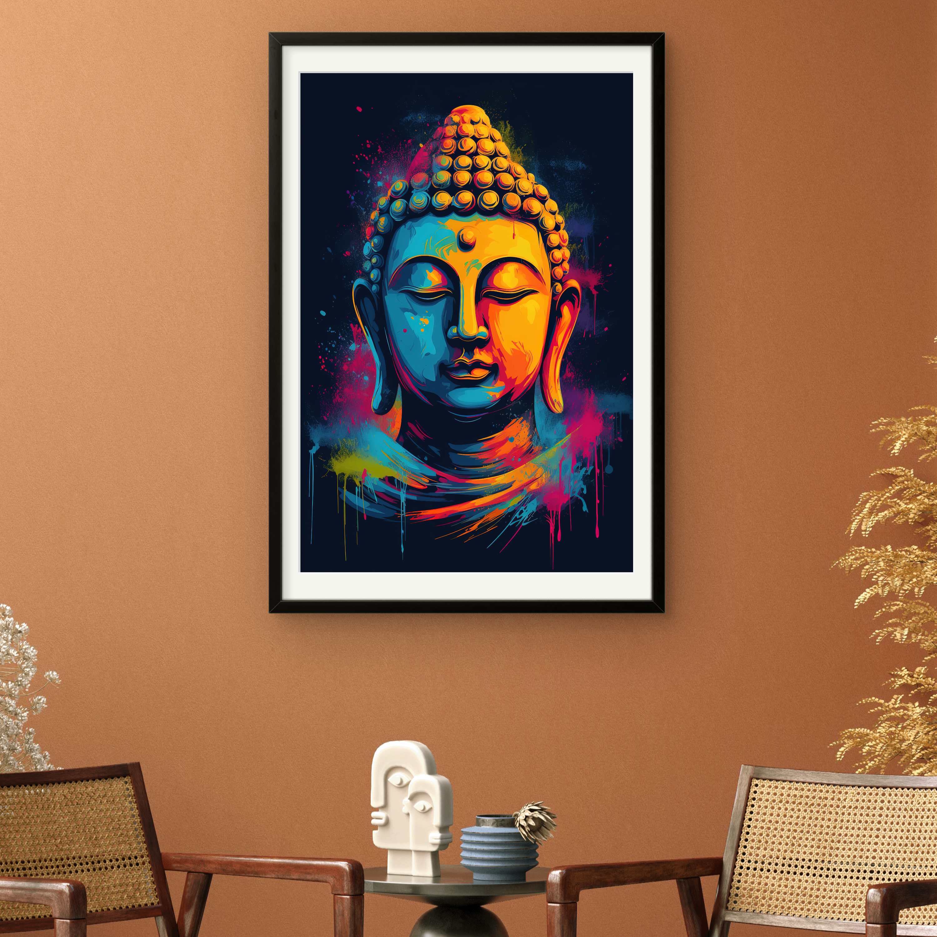 Gautam Buddha Colourful Peace Abstract Art on Canvas