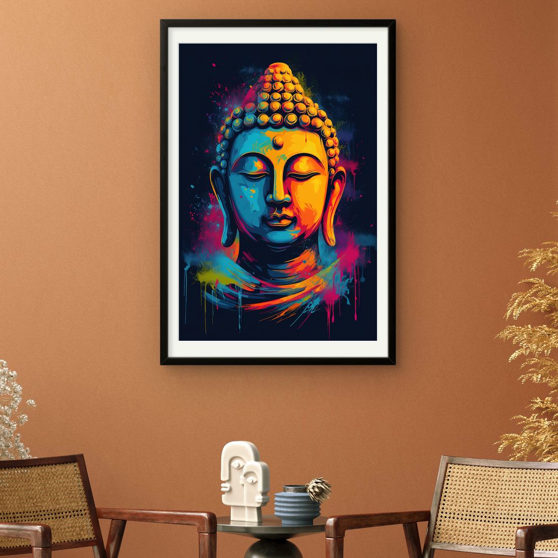 Gautam Buddha Colourful Peace Abstract Art on Canvas