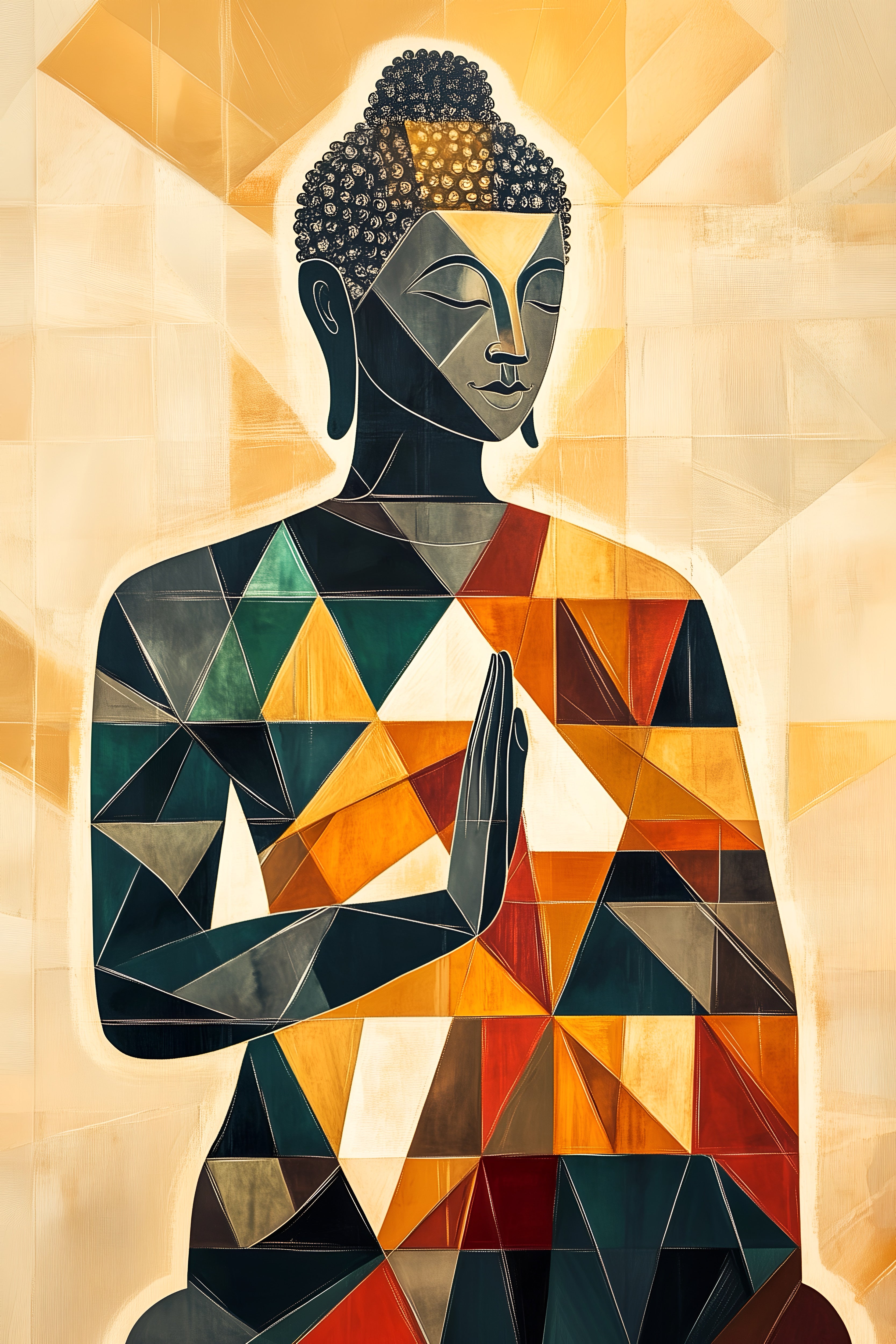 Gautam Buddha Geometrical Peace on Canvas