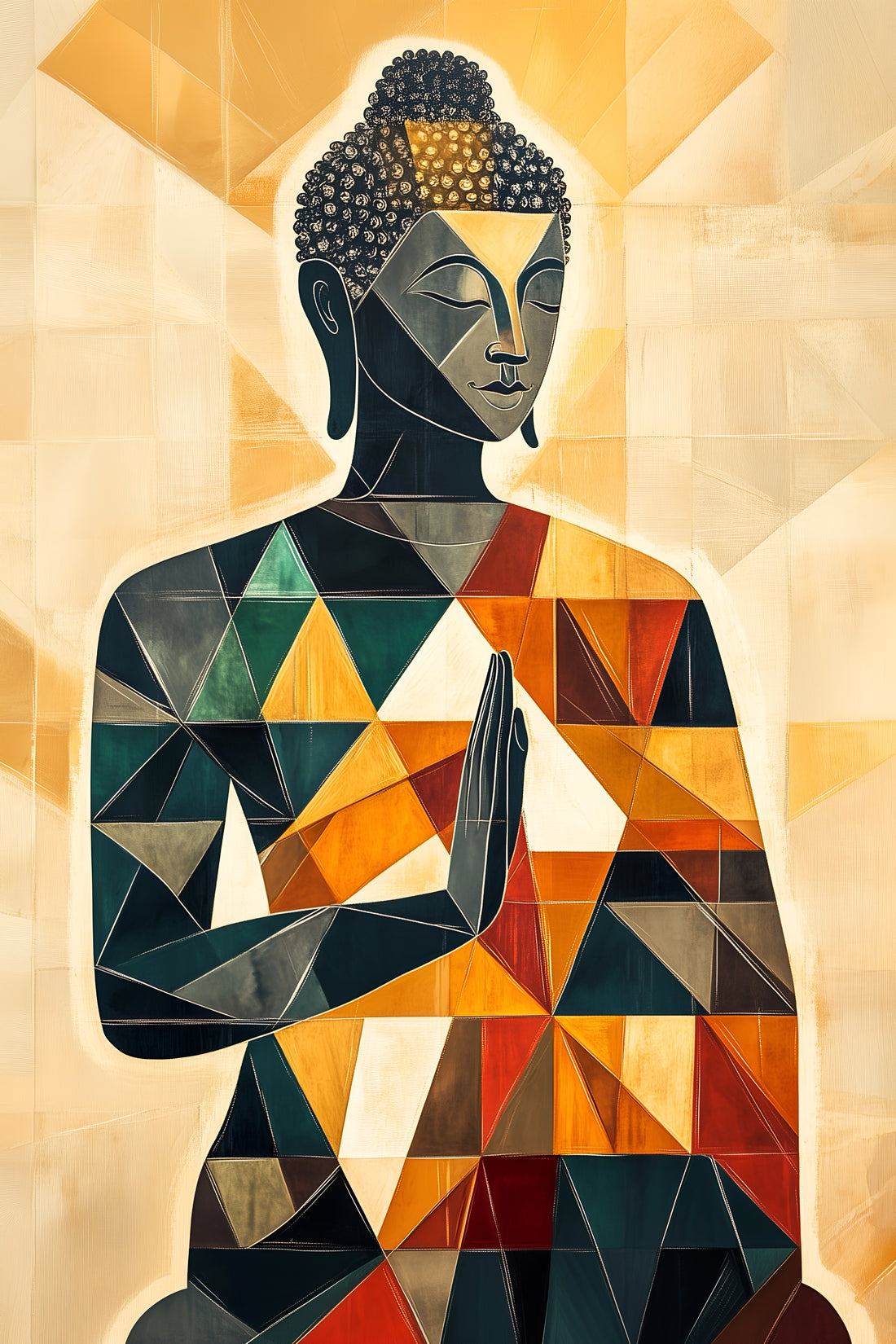 Gautam Buddha Geometrical Peace on Canvas