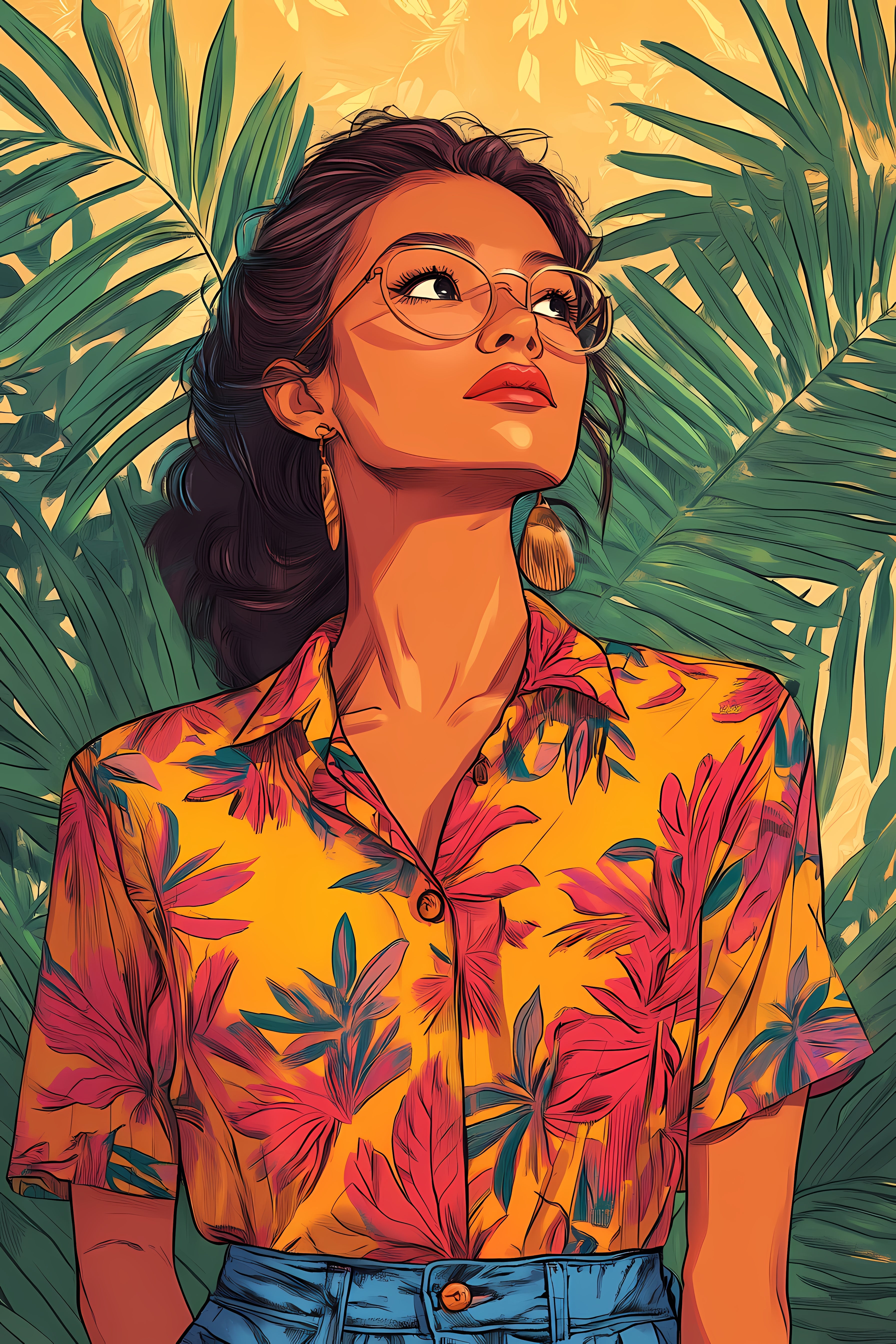 Modern Girl in Town Abstract Luxury Painting on Canvas