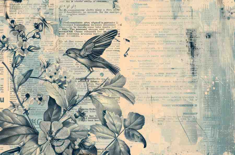 Vinatge Paper Art with Bird