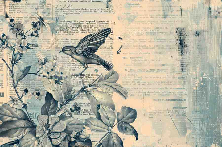 Vinatge Paper Art with Bird
