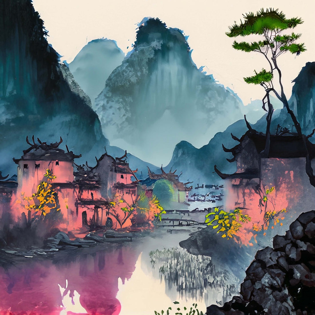 Japanese Landscape Square