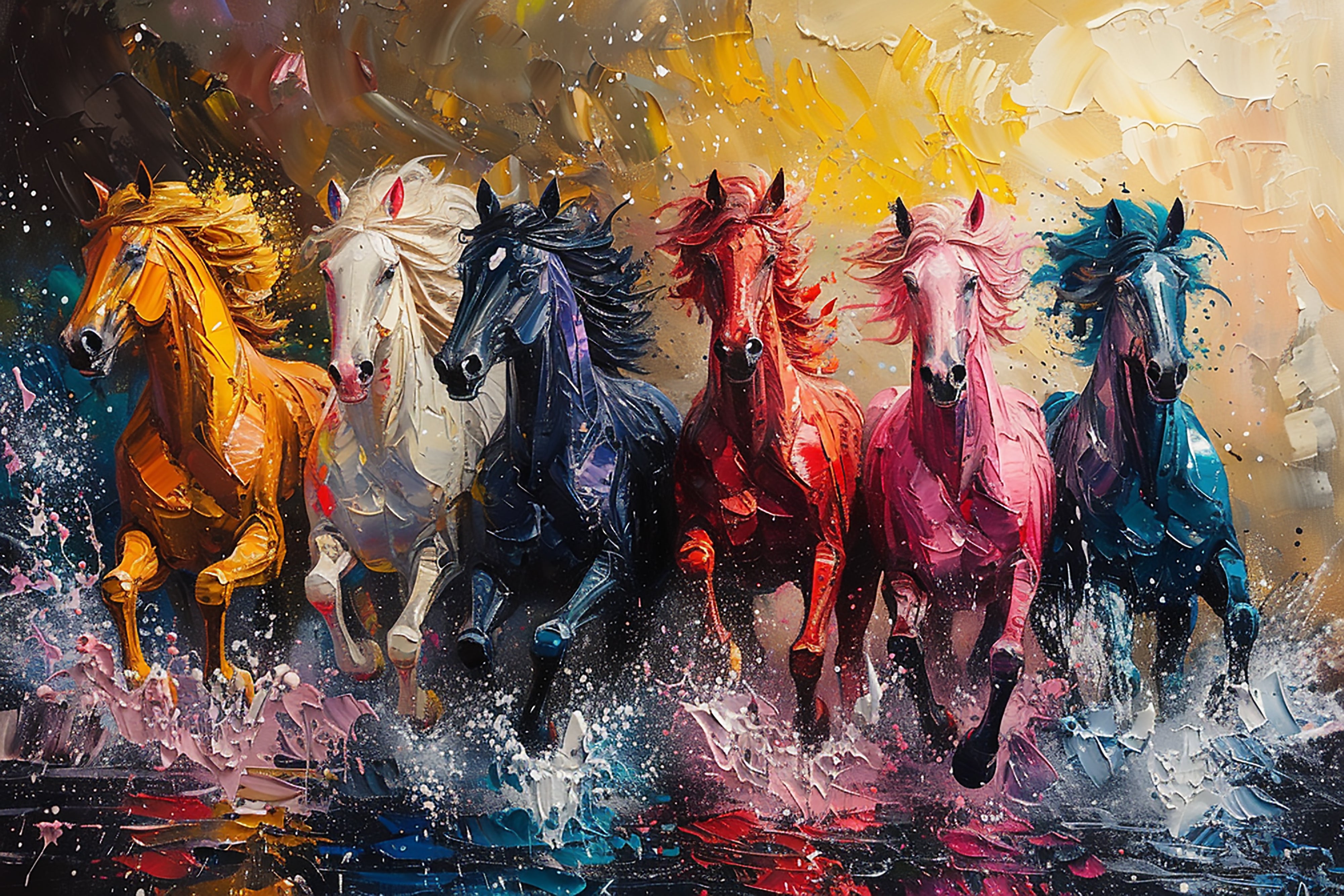 Running Rainbow Horses