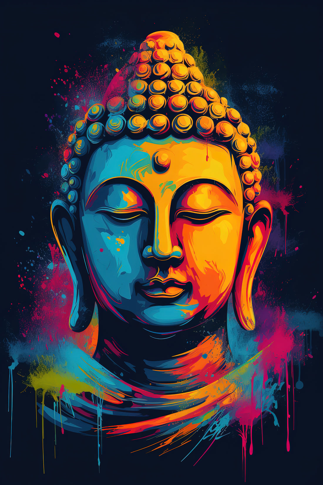 Gautam Buddha Colourful Peace Abstract Art on Canvas