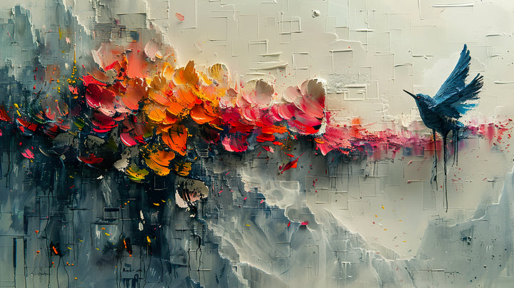 Flying Bird with Flowers