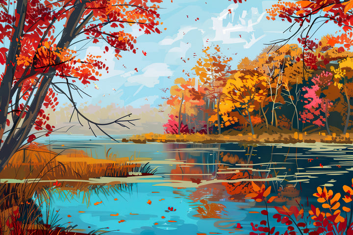 Autumn Forest Lake Art