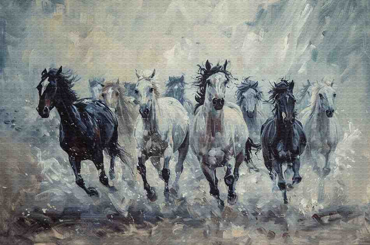 Black and White Horses Art
