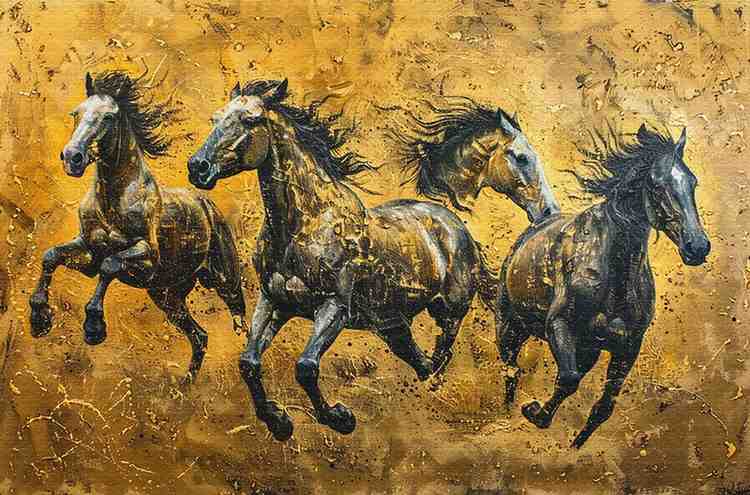Elegant Black Horses Art
