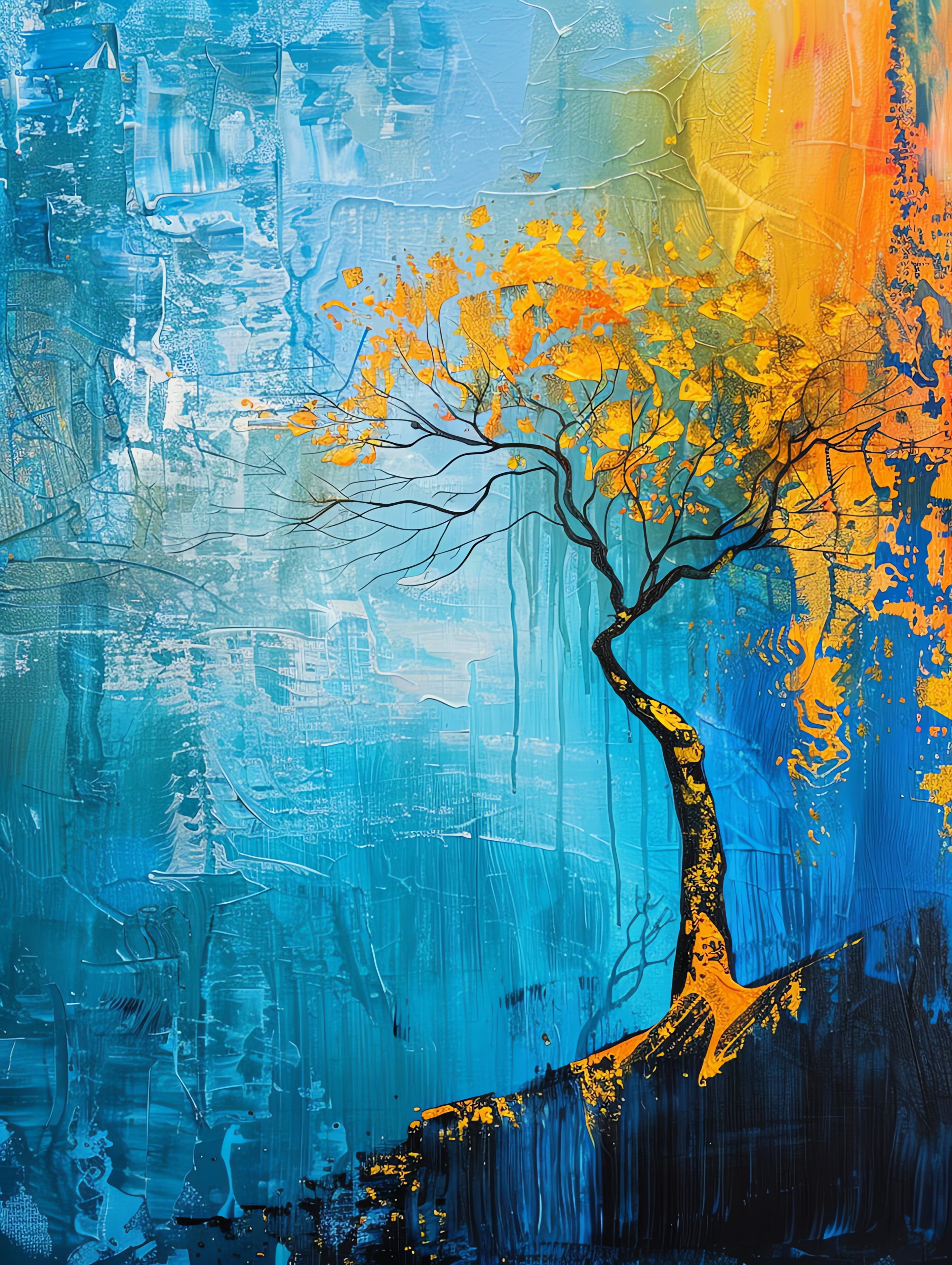 Beautiful Yellow Tree Art