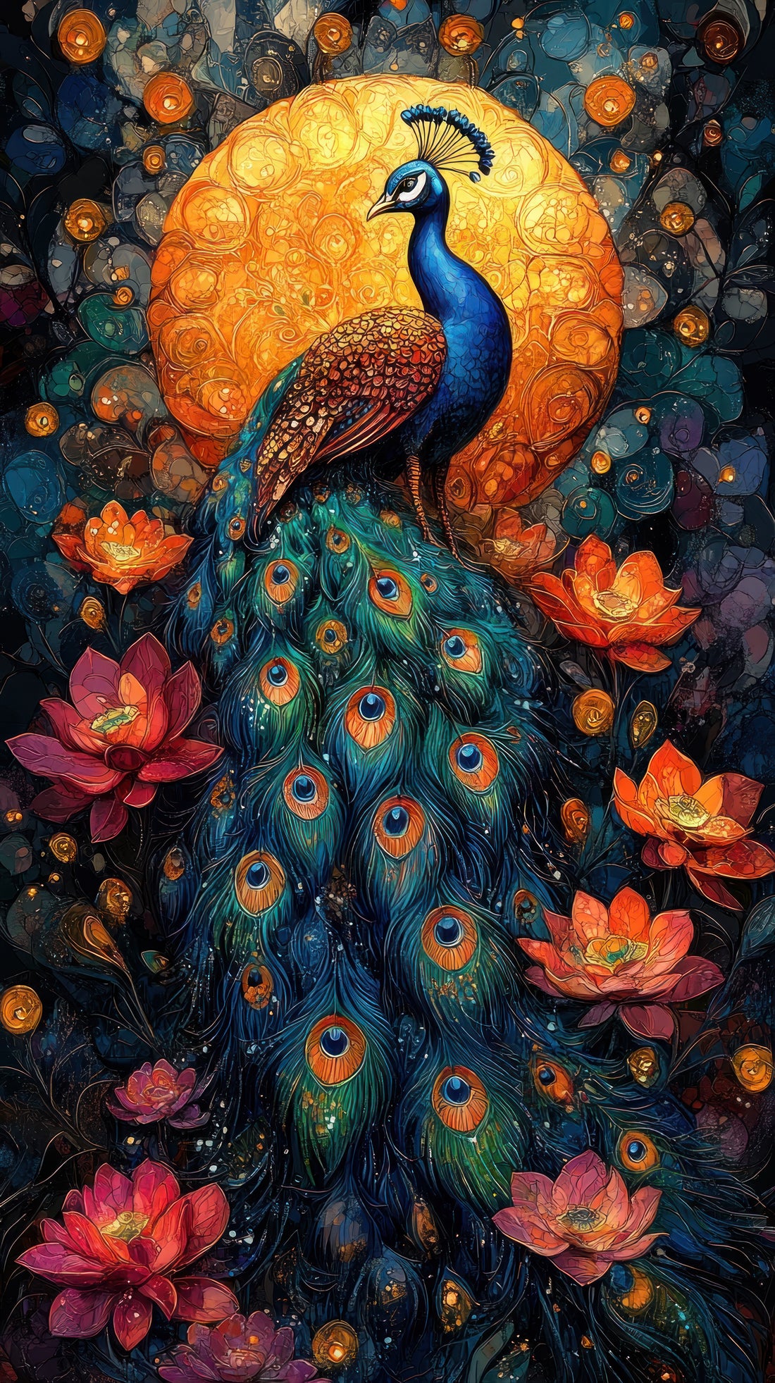Sun behind Peacock