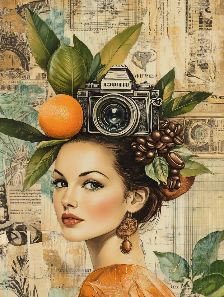 Vintage Woman Camera on the Head