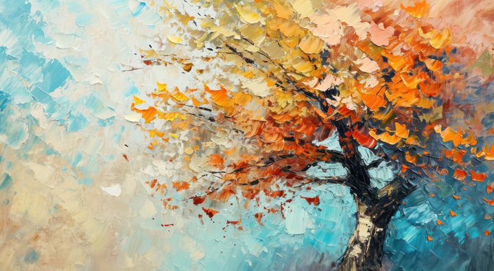 Luxury Modern Water Paint art of Tree on Canvas