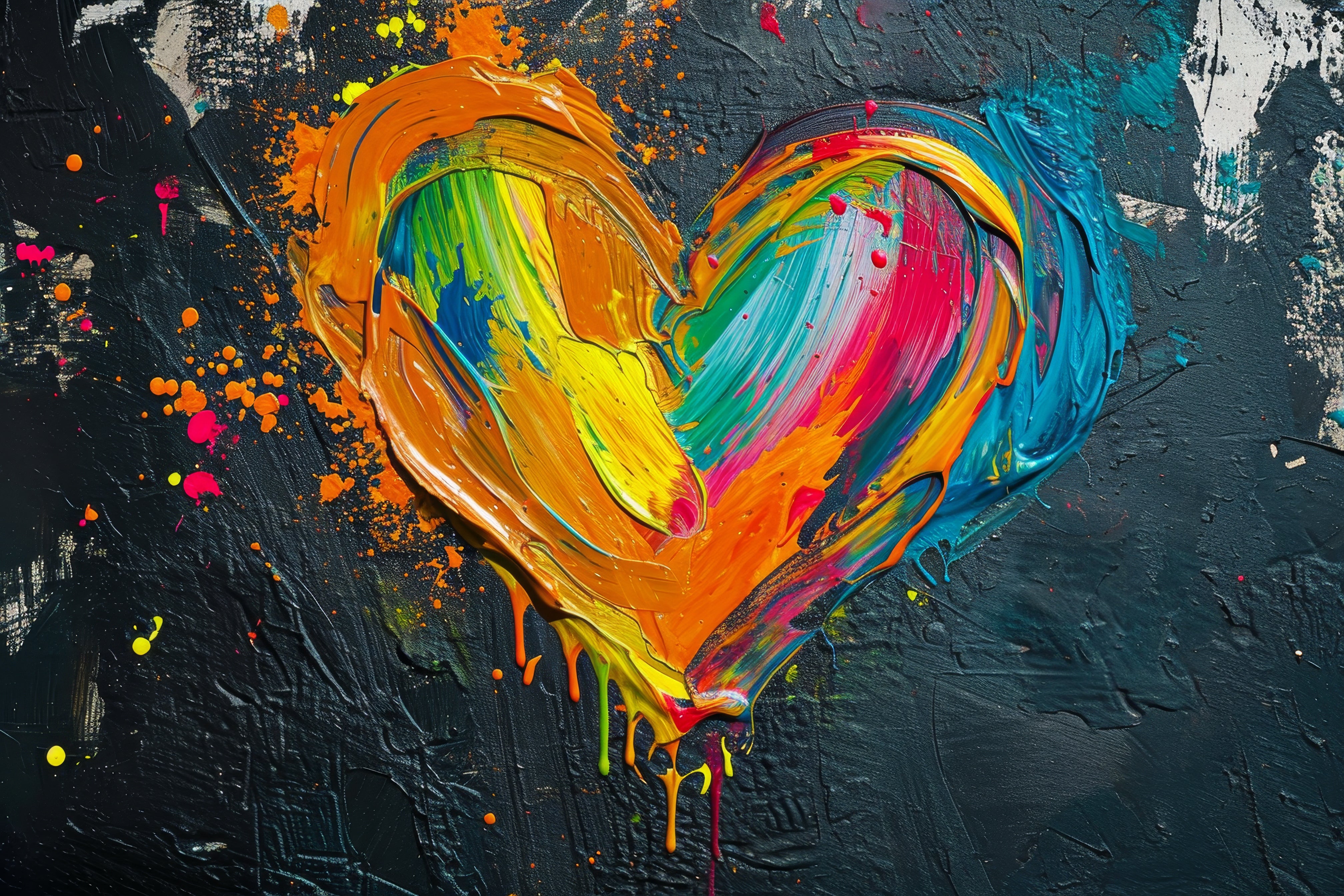 Colourful Heart abstract Luxury Painting on Canvas