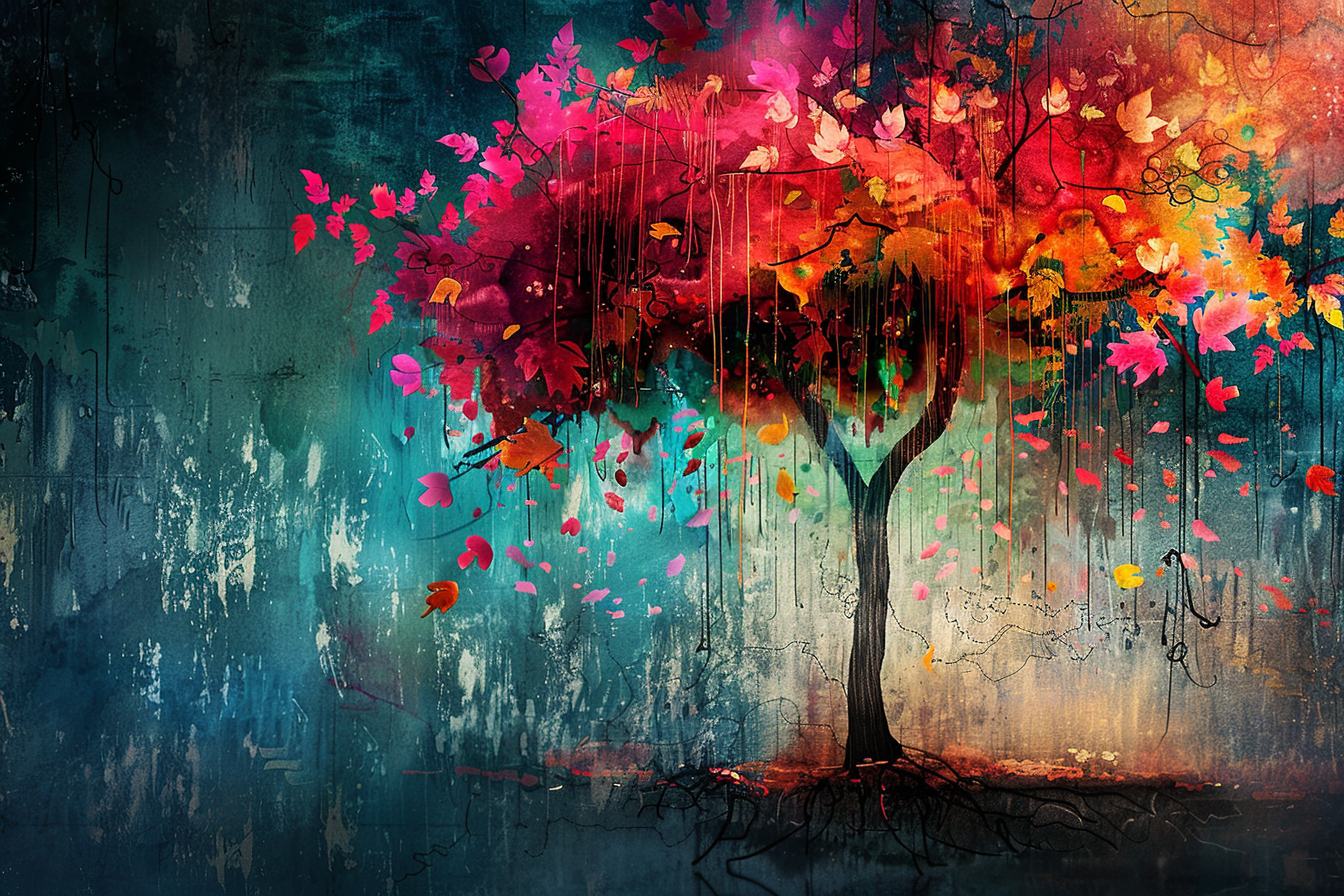 Colourful Tree in the Night