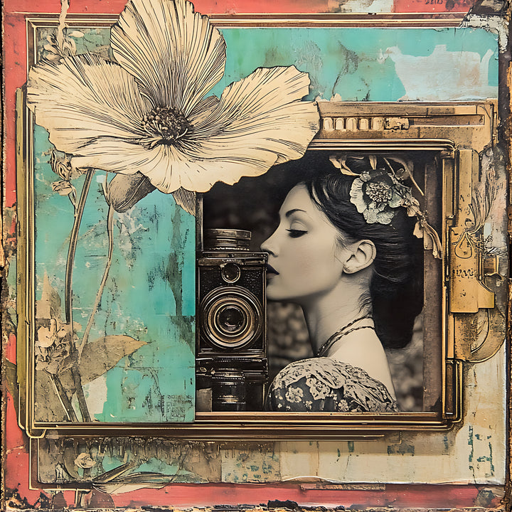 Vintage Woman holding Camera