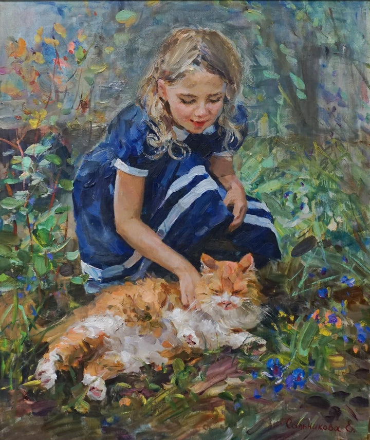 Girl with a Cat Abstract